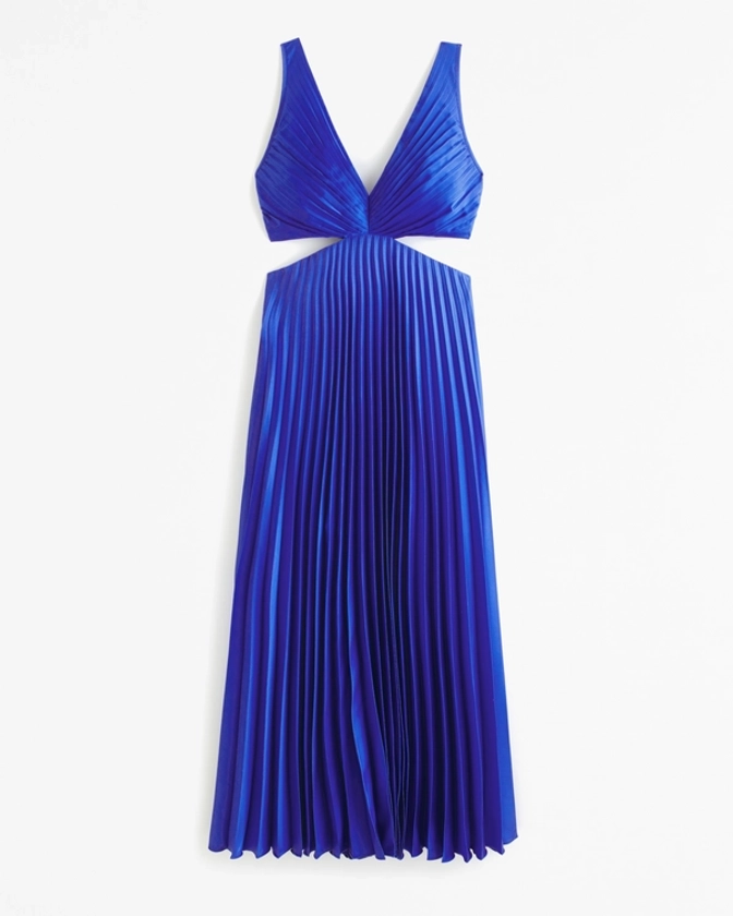 Women's The A&F Giselle Pleated Cutout Maxi Dress | Women's Dresses & Jumpsuits | Abercrombie.com