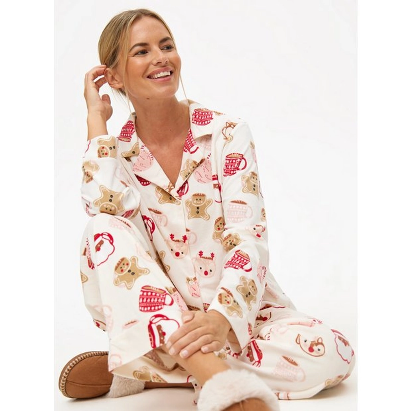 Buy Christmas Coffee Cup Traditional Fleece Pyjamas L | Pyjamas | Tu