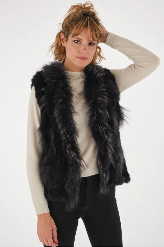 Fourrure gilet noir, Sélection Cesare Nori - 01002L Noir | Cesare Nori