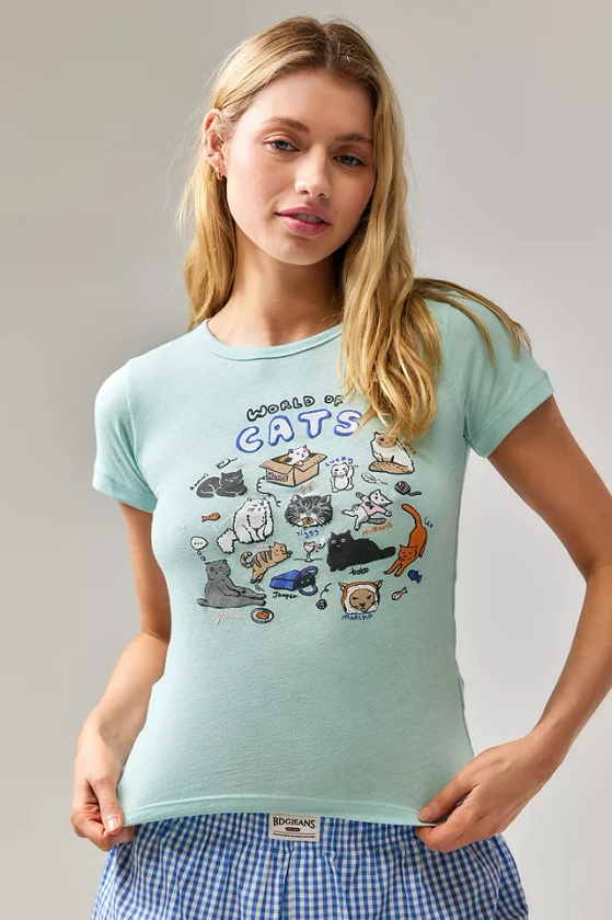 UO - T-shirt raccourci imprimé Cats Puff