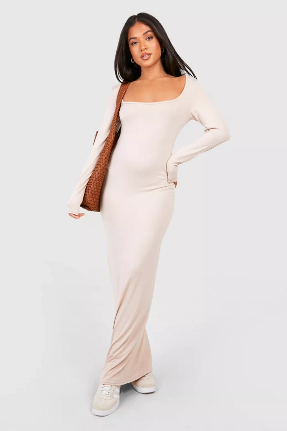 Petite Square Neck Long Sleeve Maxi Dress