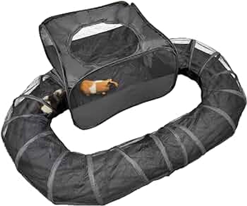 Guinea Pigs Playpen with Surround Tunnel,Pop Open Tent with Tube for Dwarf Rabbits,Chinchilla,Ferret and Other Small Animals to Run and Exercise Indoor or Outdoor (Playpen with Tunnel)