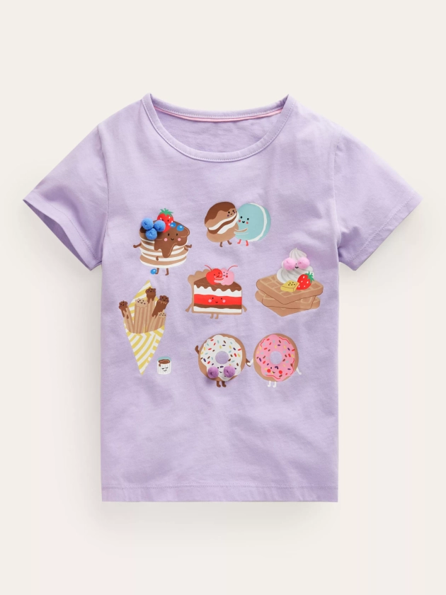 Mini Boden Kids' Desserts Graphic T-Shirt, Lavender