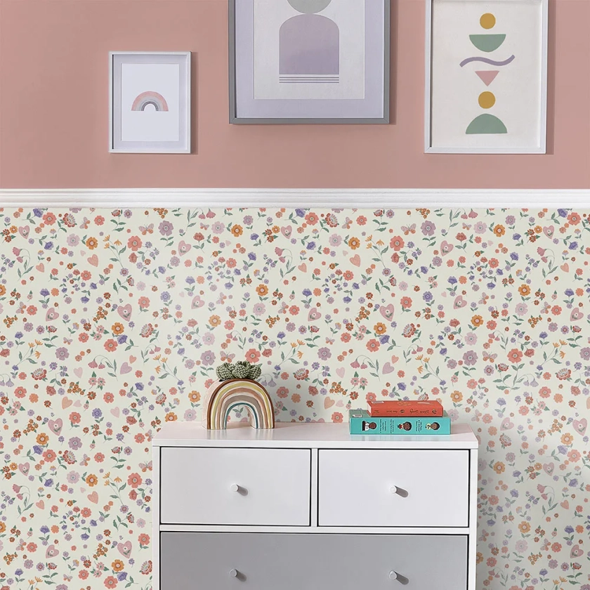 Woodland Ditsy by Next - Lavender And Peach - Wallpaper : Wallpaper Direct