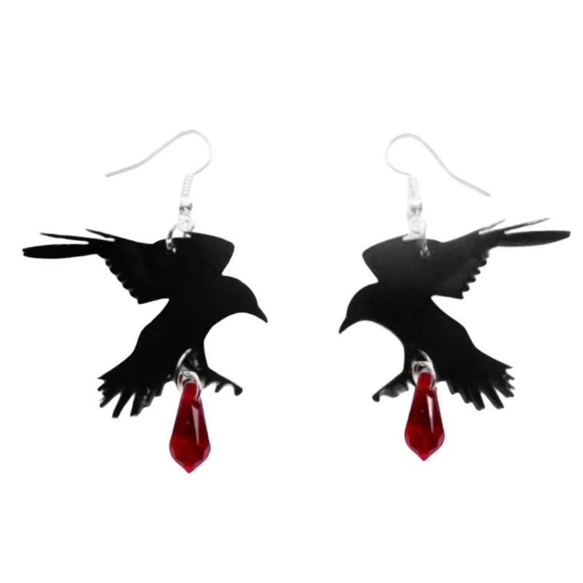 Pendientes colgantes de cuervo gótico para mujer, joyería oscura de Halloween, accesorios de moda geniales, negro y romántico - AliExpress