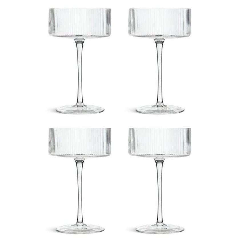 Buy Habitat Ribbed Set of 4 Champagne Coupe Glasses | Drinking glasses and glassware | Argos