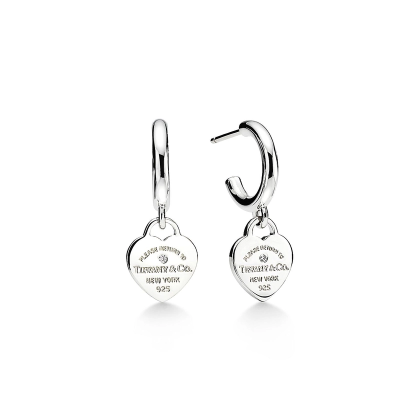 Return to Tiffany™Hoop Earrings in Sterling Silver with Diamonds, Mini