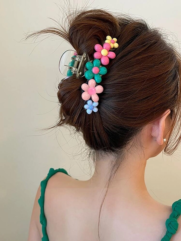 1 Pièce Pince À Cheveux Étincelante En Fleur De Dopamine De Style Y2k Et De Couleur Bonbon Pour Filles Boho