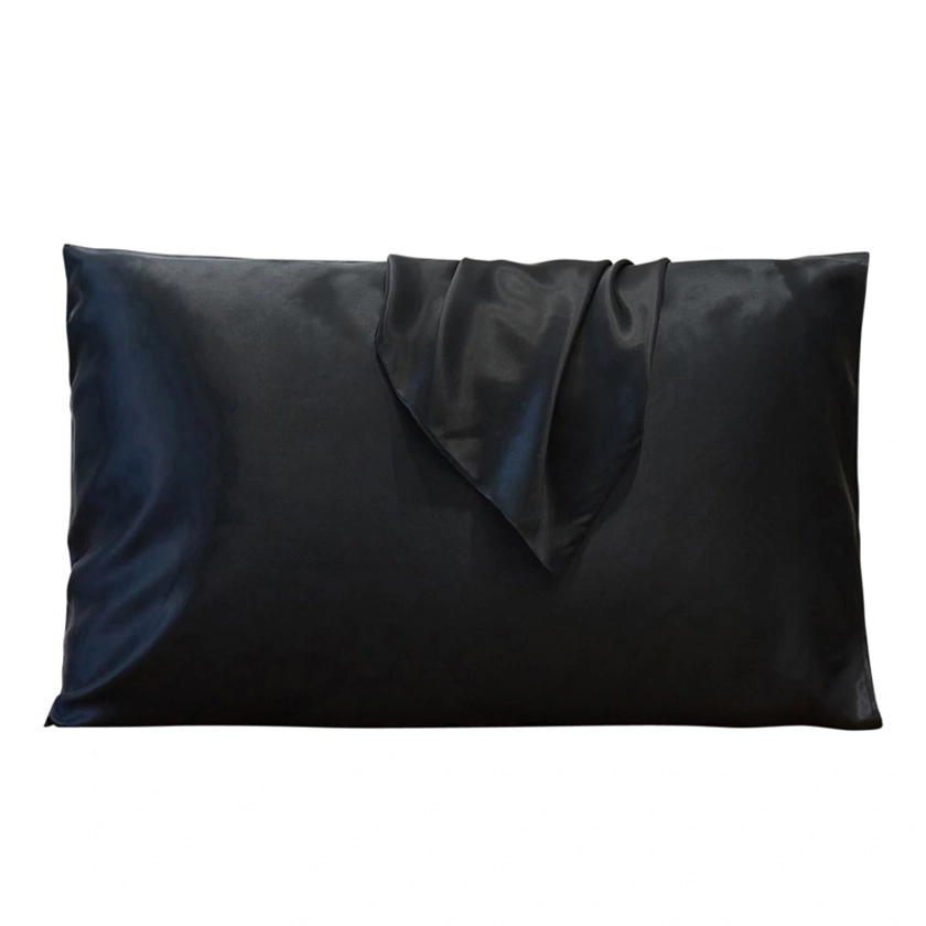 Pure Mulberry Silk Pillowcase - Standard Size - Black