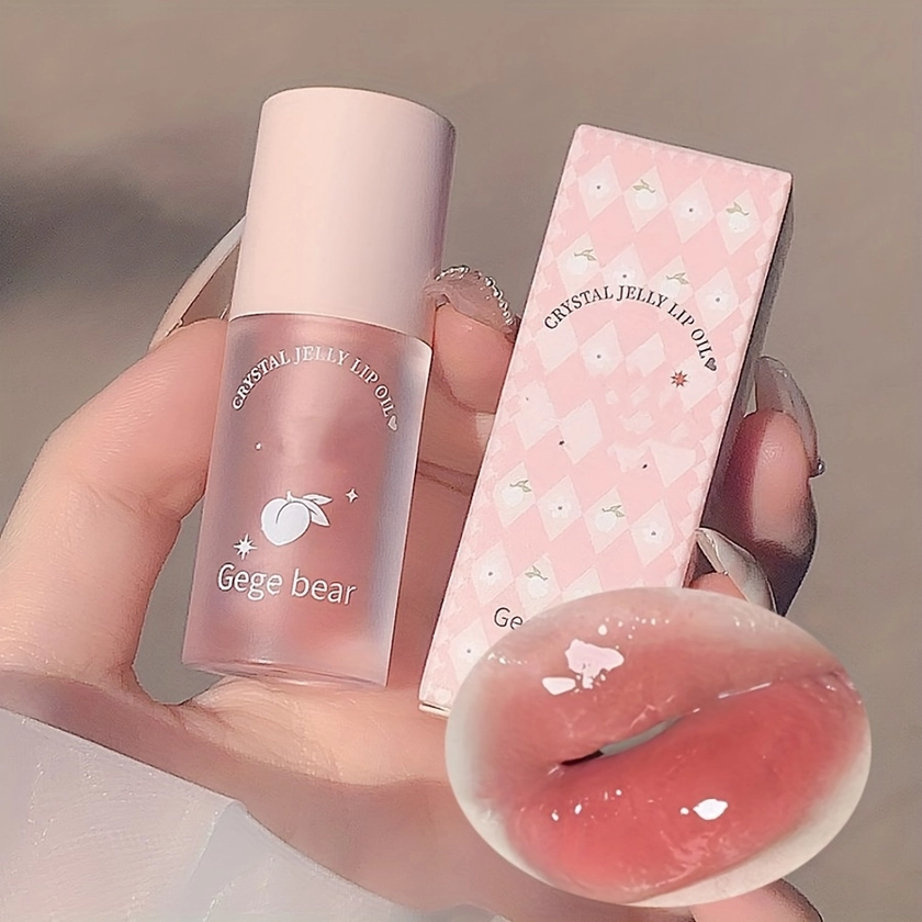 Peach Flavor Water Glow Crystal Jelly Lip Oil Moisturizing And Fading Lip Lines Jelly Plumping Lip Gloss Glass Lip Valentine&#39;s Day Gifts