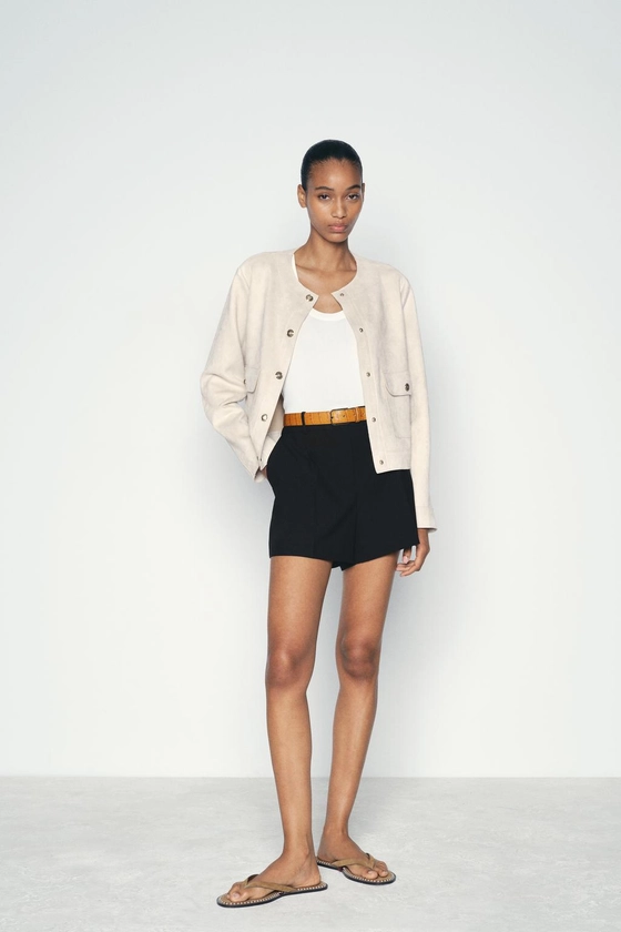 FAUX SUEDE CROPPED JACKET