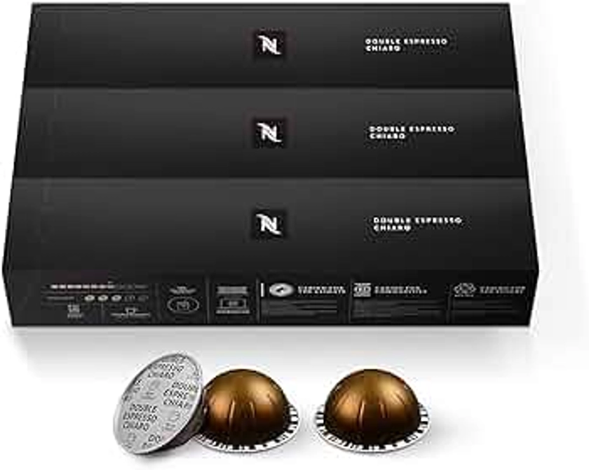 Nespresso Capsules Vertuo, Double Espresso Chiaro, Medium Roast Espresso Coffee, 30-Count Coffee Pods, Brews 2.7oz.