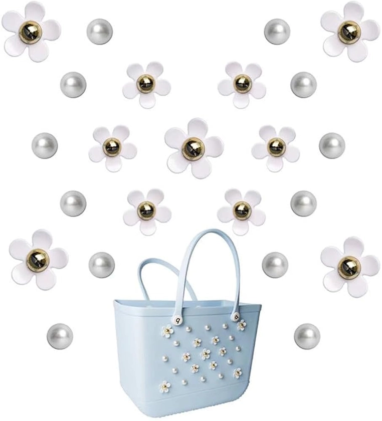 Amazon.com: Fxfenoxo Flower Charms Compatible with Bogg Bag＆Simply Southern Totes, Pearl Bag Bits Insert Charm Accessories : Arts, Crafts & Sewing