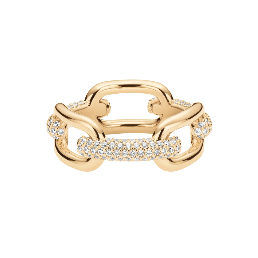 Crystal Link Ring Gold