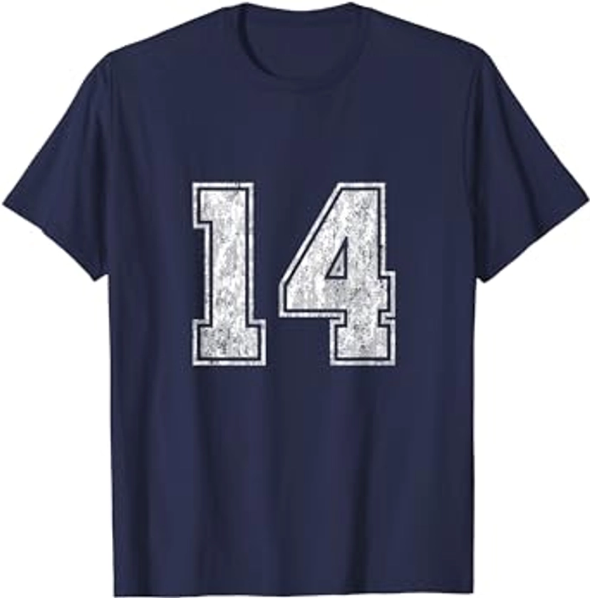 Amazon.com: Number 14 T-Shirt Vintage Fourteen Tee Sports Design : Clothing, Shoes & Jewelry