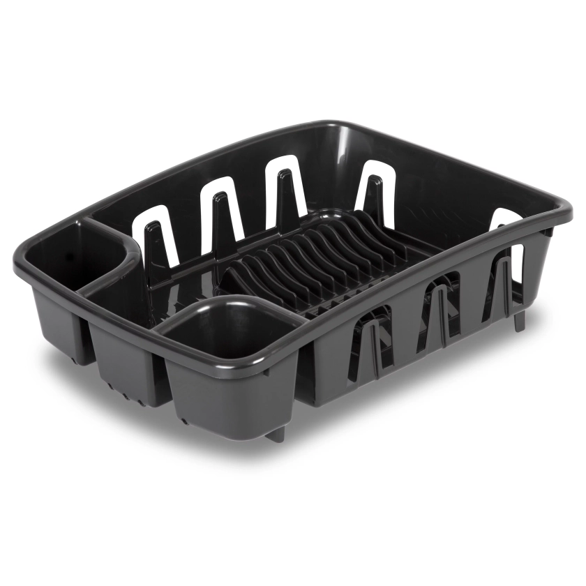 Dish Drying Rack, Sterilite Dish Rack with Self Draining Base, Black