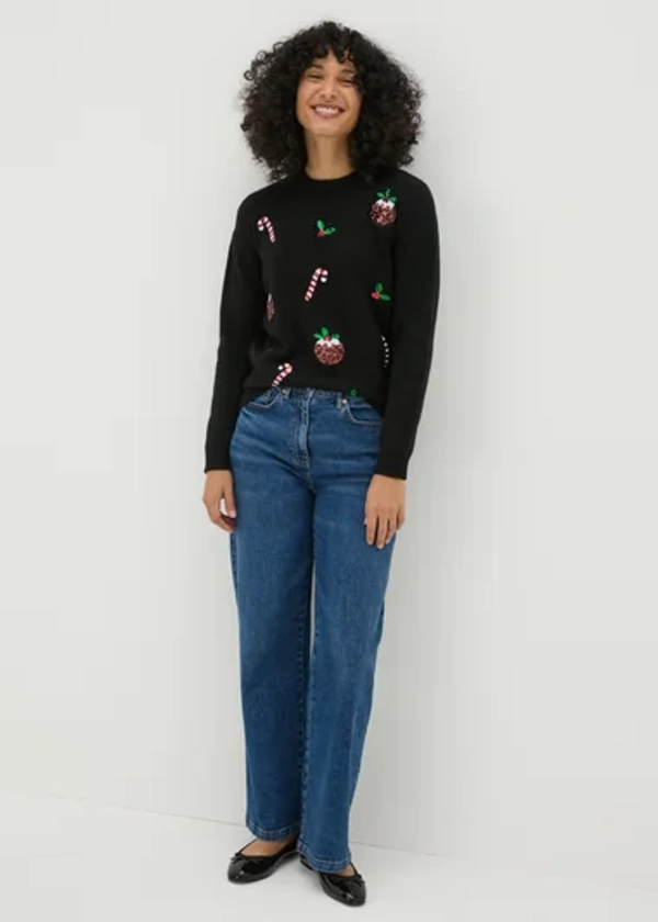 Black Sequin Christmas Jumper