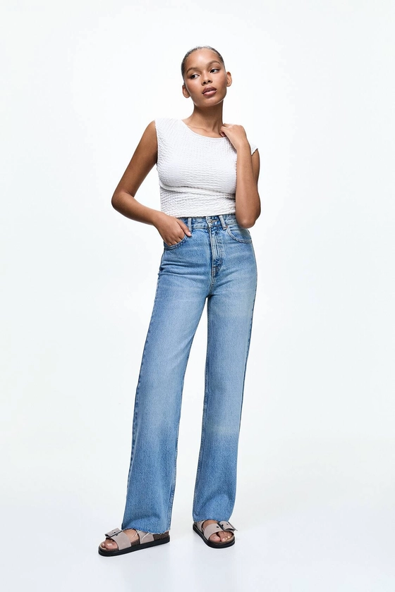 Straight-leg high-waist jeans
