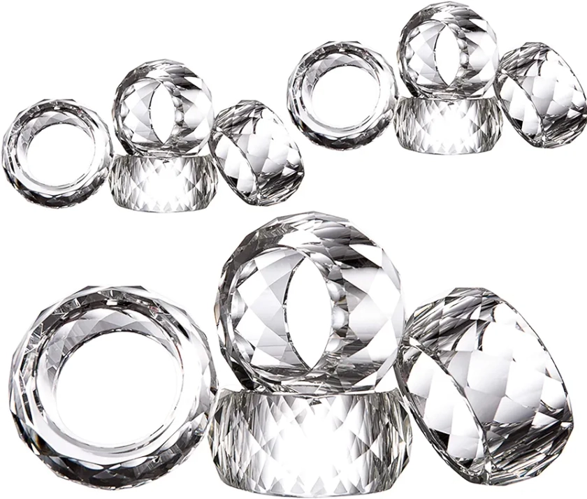 Crystal Napkin Ring Holders - 2 Inch Set of 12, Table Party Wedding Set Christmas Decorations for Dinner