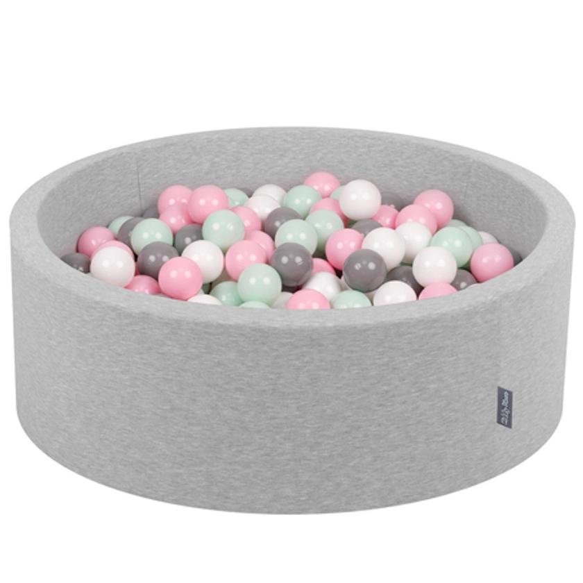 KiddyMoon Baby Foam Ball Pit with Balls 7cm / 2.75in Certified made in EU, Light Grey: White/ Grey/ Mint/ Powder Pink