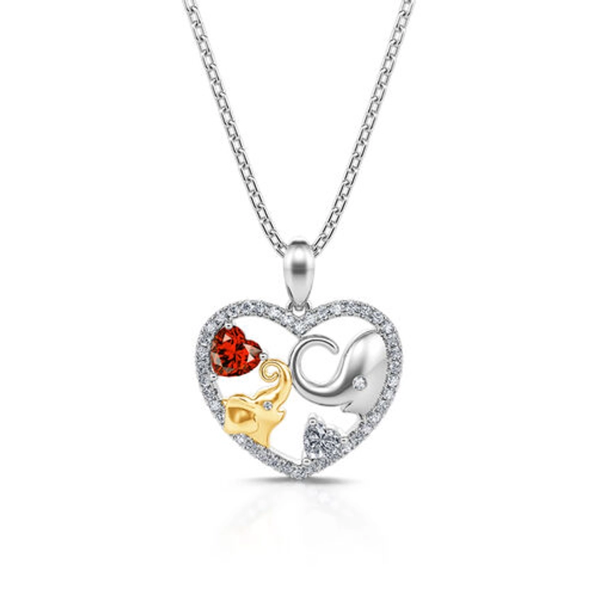 Jeulia "Play with My Baby" Lucky Elephant Sterling Silver Necklace - Jeulia UK