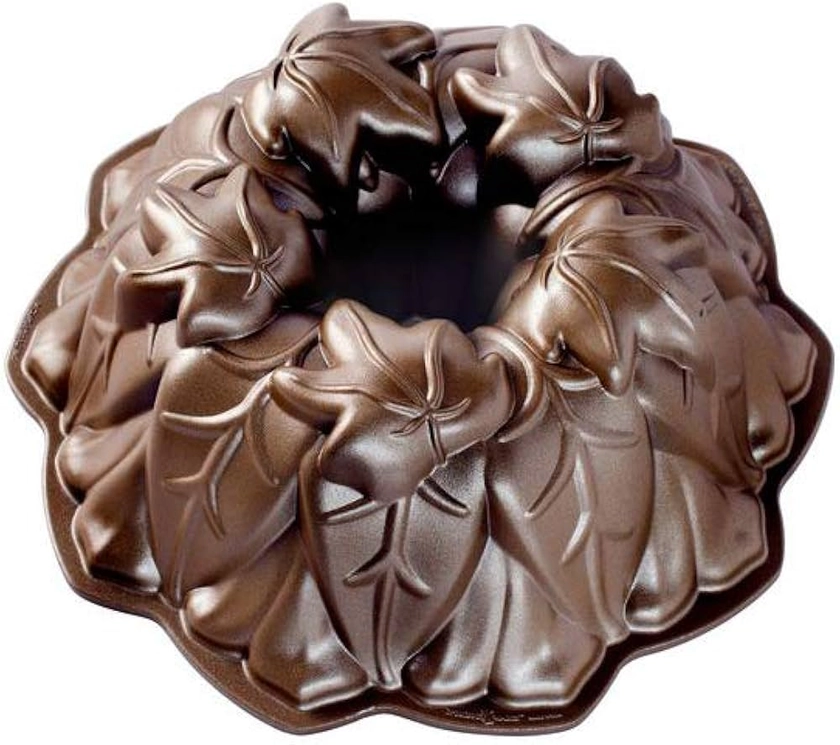 Nordic Ware Harvest Leaves Pan, Original Cast Aluminium, Bundt Tin with Leaf Pattern, Cake Mould Made in The USA, Colour: Bronze, 9 Cup Capacity : Amazon.co.uk: Home & Kitchen