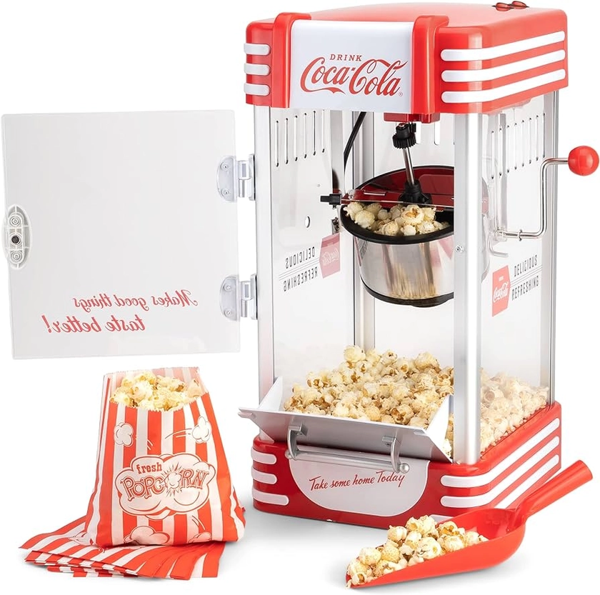 Coca Cola Popcorn Maker SNP-27CC - Retro Coca-Cola Cinema Style Pop-Corn Machine - 310W Popper Kettle with Kernel Stirrer : Amazon.co.uk: Home & Kitchen