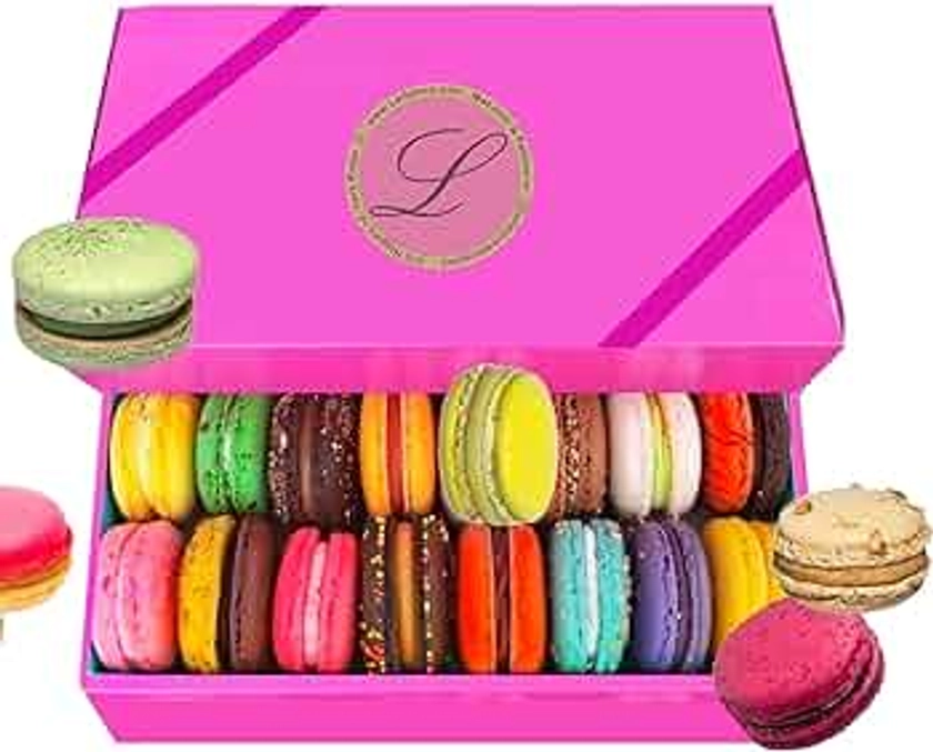 Leilalove Macarons - Mademoiselle de Paris Collections of 15 - Gift box varies in color - cookies are individually packaged for the perfect freshness