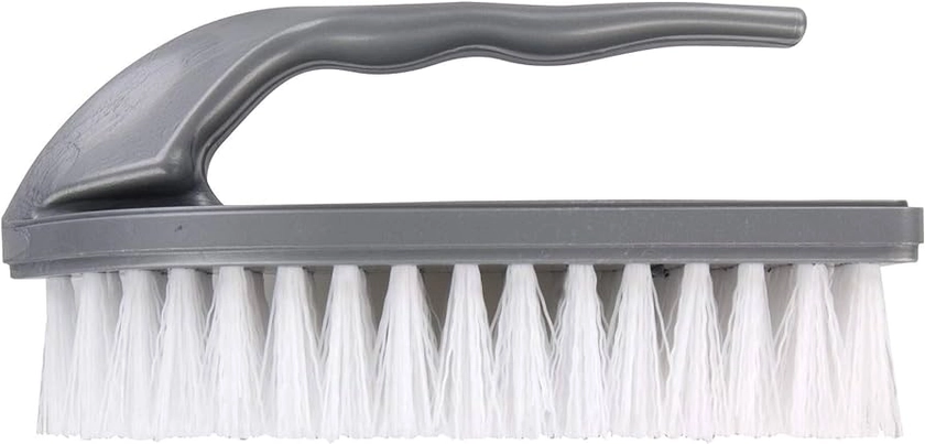Elliott Iron Shaped Scrubbing Brush with Curved Grip Handle, Durable hard synthetic plastic fibres, Ergonomic shape ideal for deep cleaning, BPA free in a Silver colour : Amazon.co.uk: Home & Kitchen