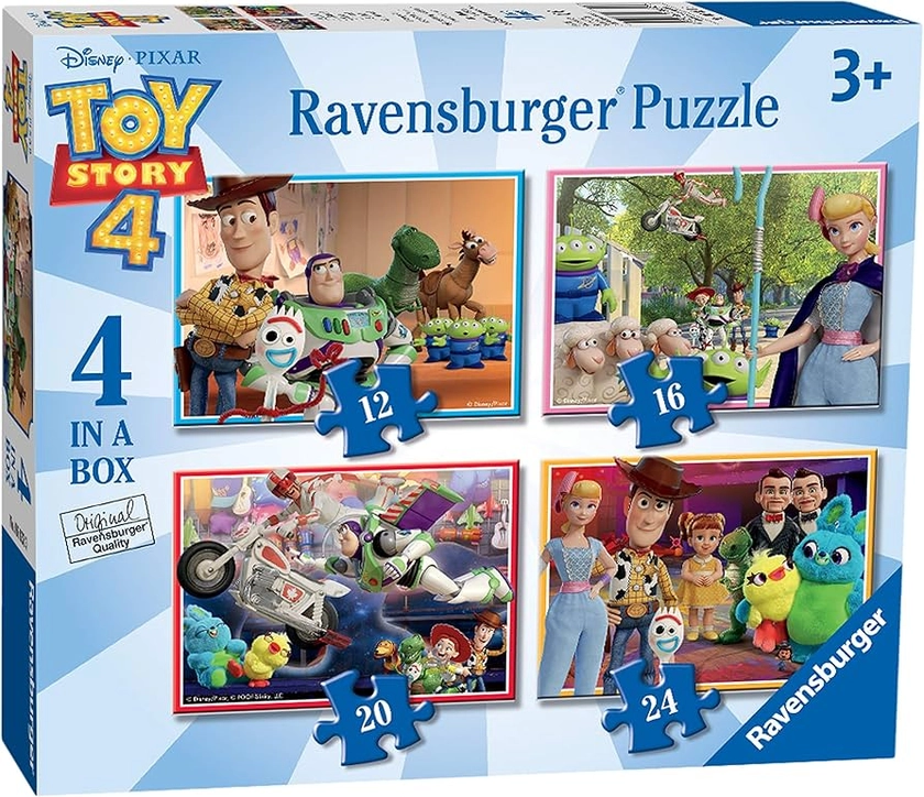 Ravensburger Disney Toy Story 4 - 4 in Box (12, 16, 20, 24 Piece) Jigsaw Puzzles for Kids Age 3 Years and Up