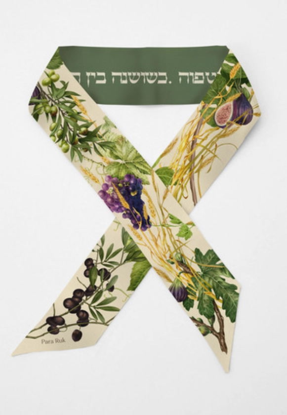 "Gifts of the Promised Land" print silk-twill scarf | Para Ruk Israel