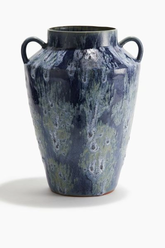 Grand vase avec glaçure réactive - Bleu marine/motif - Home All | H&M FR