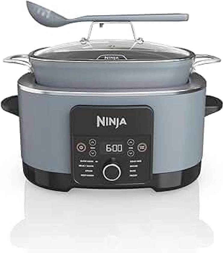 Ninja MC1001 Foodi PossibleCooker PRO 8.5 Quart Multi-Cooker, with 8-in-1 Slow Cooker, Dutch Oven, Steamer, Glass Lid Integrated Spoon, Nonstick, Oven Safe Pot to 500°F, Sea Salt Gray