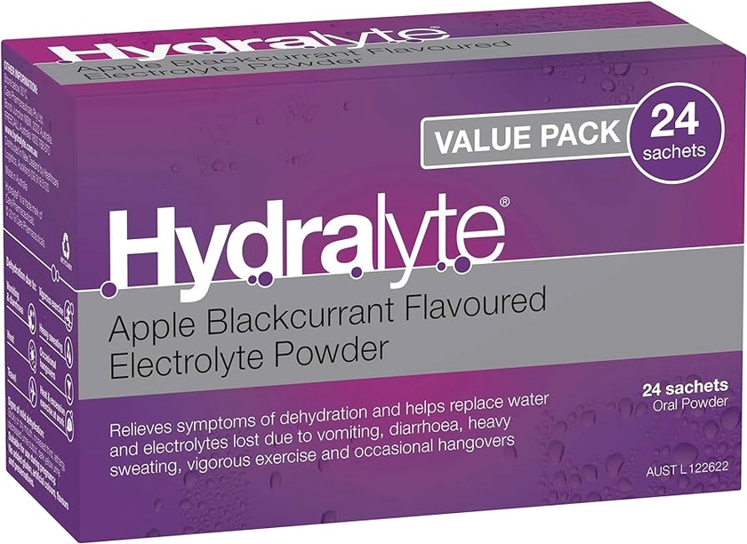 Hydralyte Electrolyte Powder Apple Blackcurrant Flavoured 24 Packs : Amazon.com.au: Pet Supplies