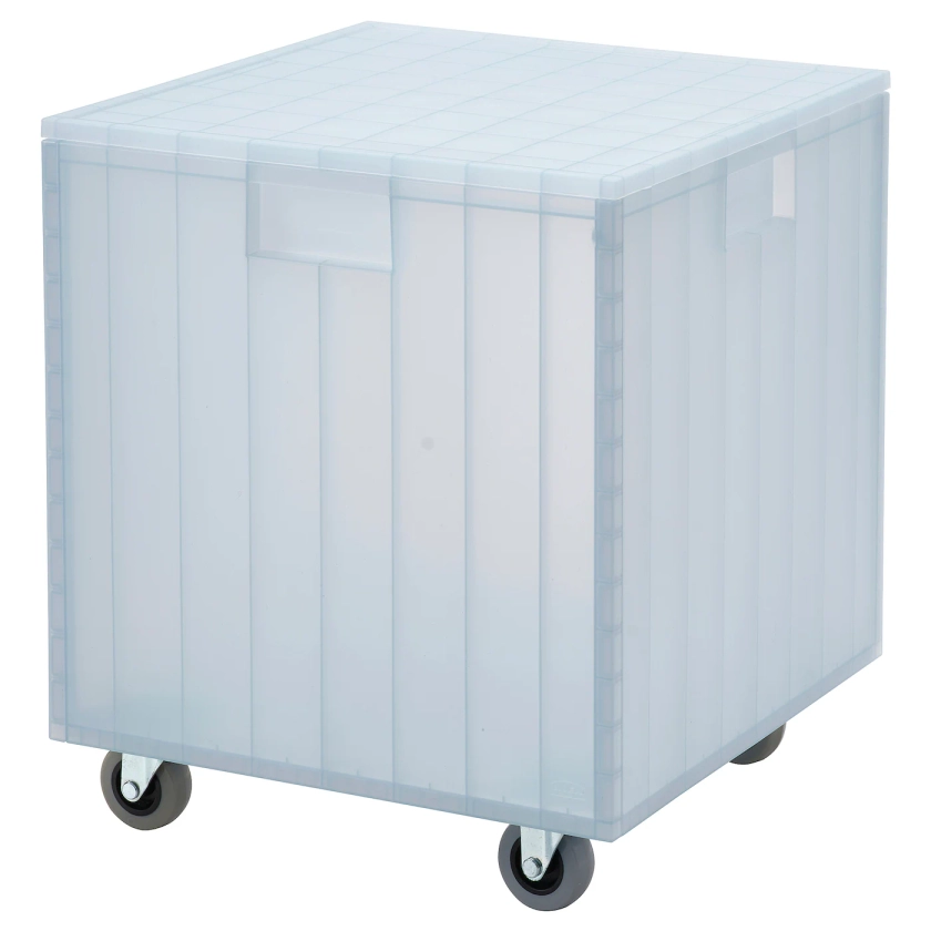 PANSARTAX box with castors and lid, transparent grey-blue, 33x33x40 cm - IKEA