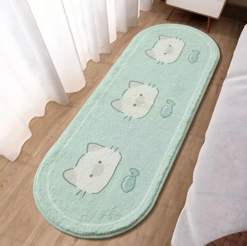 Fluffy Cute Bedroom Rug Carpet for Bedroom, Nursery, non-slip bathmat, Kawaii Shaggy for living room, kids bedroom soft mat, Cute Room Decor