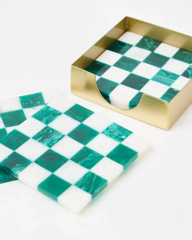 Chequerboard Resin Coasters Set of Four | Oliver Bonas