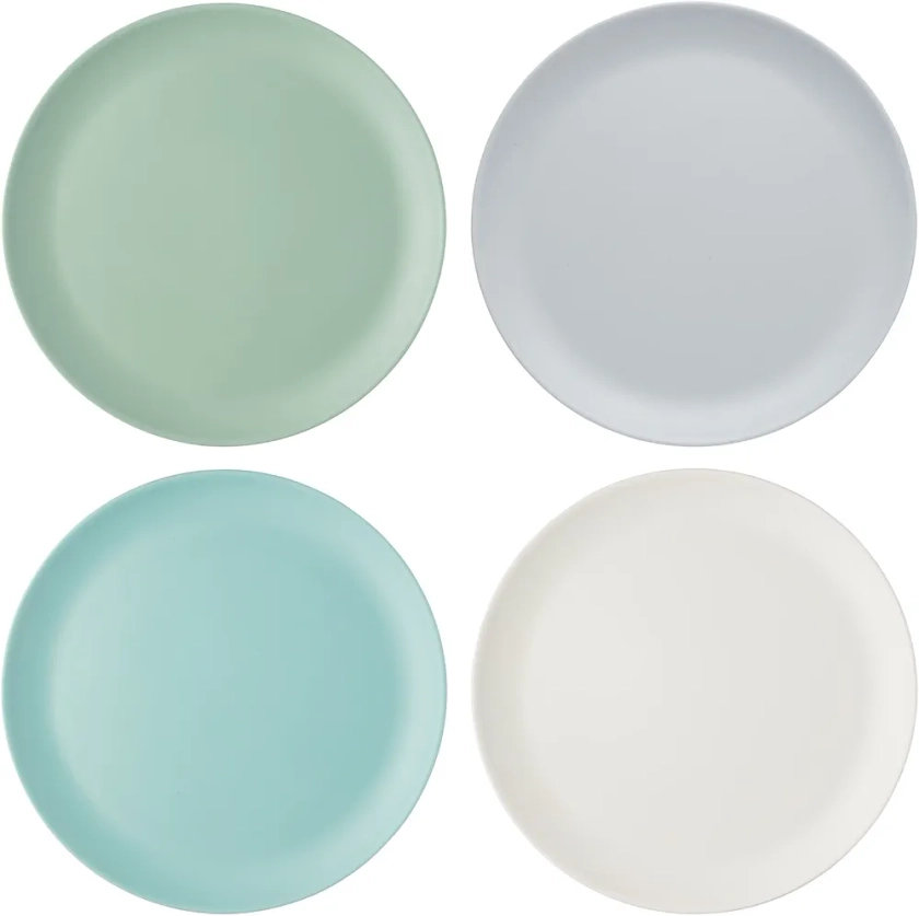 KitchenCraft Colourworks Plastic Dinner Plates, Classics Colours, Set of 4