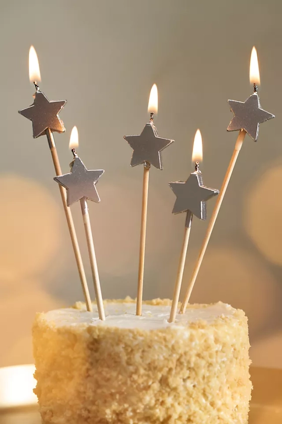 Metallic Star Celebration Candles, Set of 6