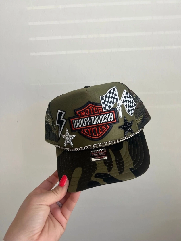 Trucker Patch Hat, Iron Patches, Trucker Hat, Cowgirl Trucker Hat, Woman’s Trucker Hat, Camo Trucker Hat With Patches