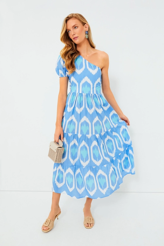 Exclusive Blue Odisha One Shoulder Maxi Dress | Oliphant