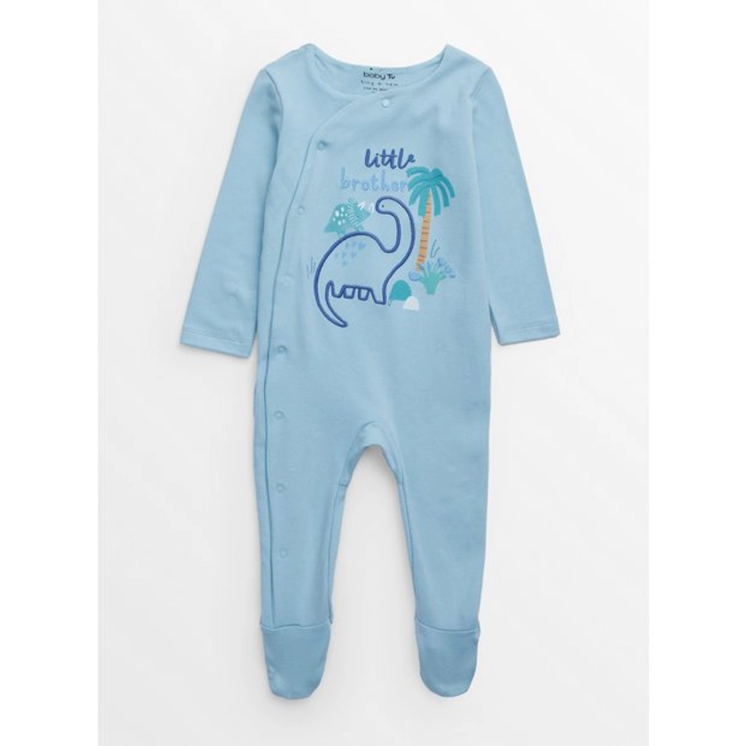 Buy Blue Little Brother Print Long Sleeve Sleepsuit 6-9 months | Sleepsuits and pyjamas | Tu