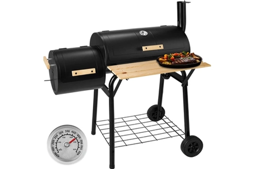 Tectake Barbecue charbon 2 cuves avec thermomètre