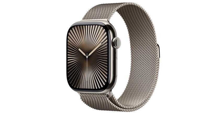 Apple Watch Series 10 GPS + Cellular, 46mm Natural Titanium Case with Natural Milanese Loop - M/L