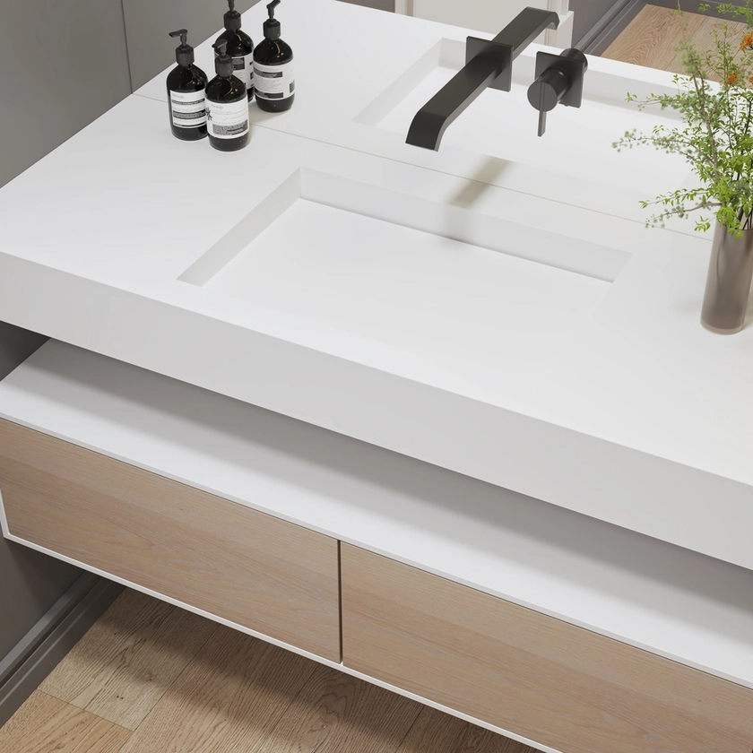 Gliese Slim Corian® Single Wall-Hung Washbasin - Discover More