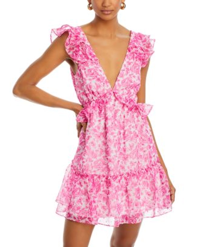 AQUA Floral Ruffle Trim Mini Dress - 100% Exclusive Women - Bloomingdale's