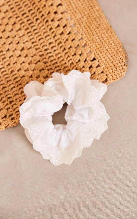 White Layered Detail Oversized Scrunchie