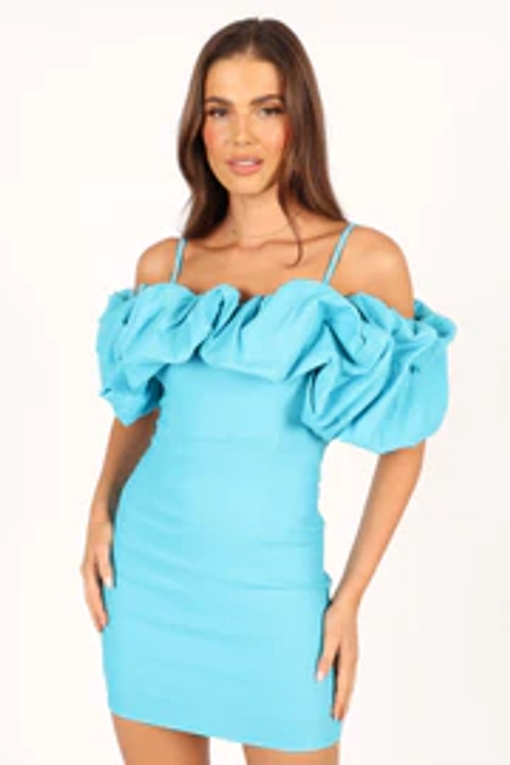 Sia Ruffle Mini Dress - Aqua