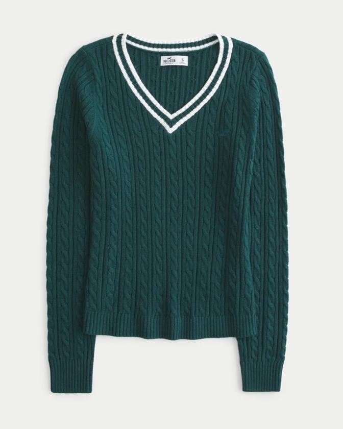 Women's Cable-Knit Icon V-Neck Sweater | Women's Clearance | HollisterCo.com