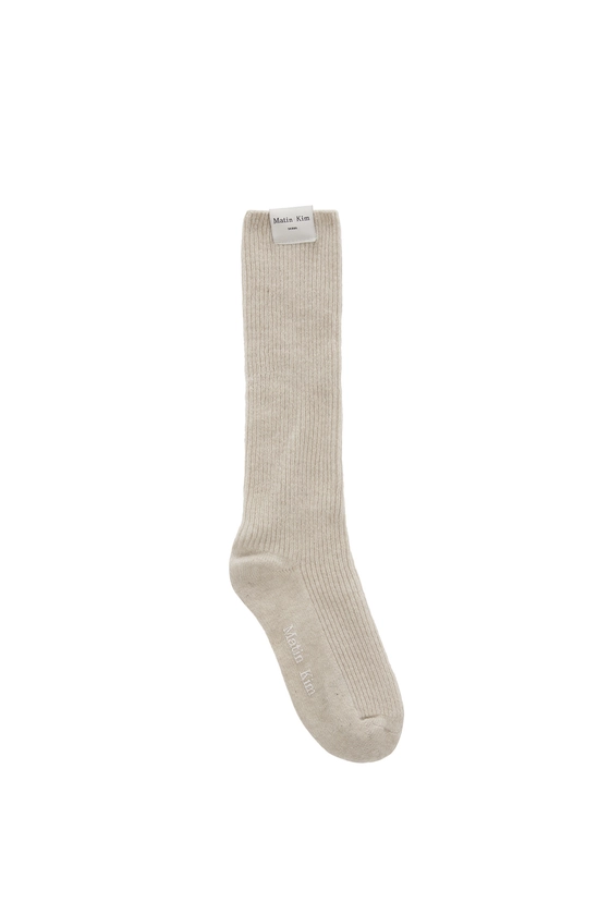 WOOL BLENDED HALF SOCKS IN BEIGE